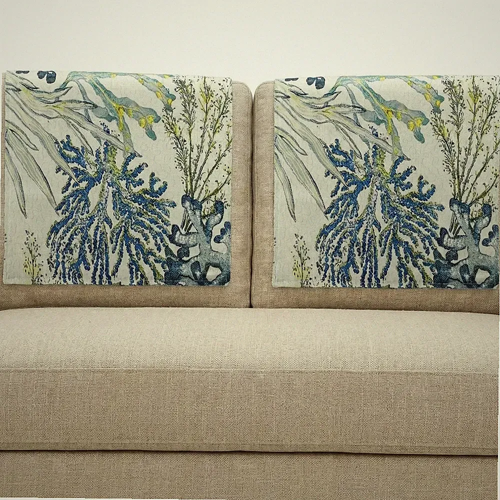 2 Pieces Headrest Protector Covers for Recliner Chair with Plant Print Linen...