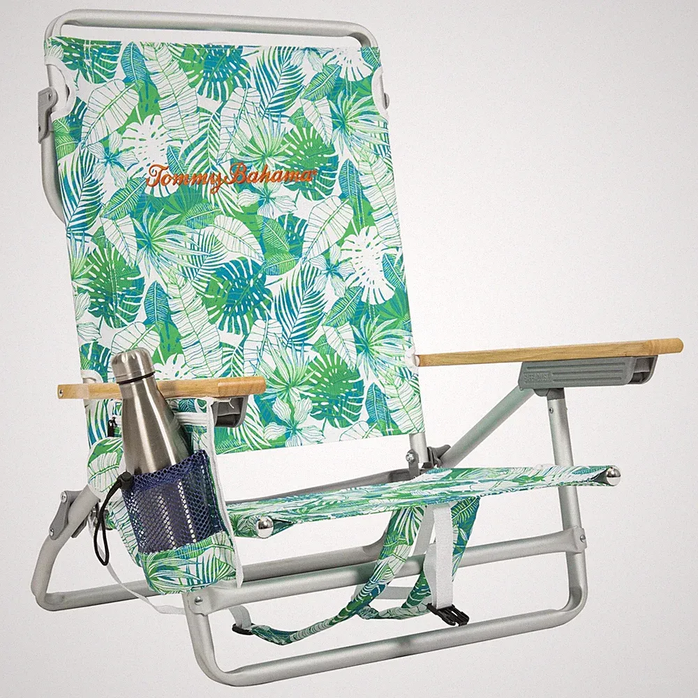 5 Position Lay Flat Backpack Beach Chair Tropical Leaves Tommy Bahama Portable
