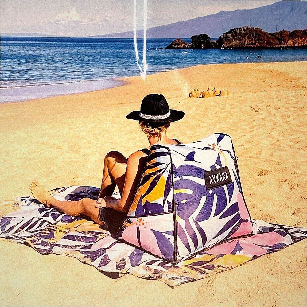 AVKARA Tropical Earth Lounger + Tiny Pump Beach Chair Inflatable Lightweight NEW