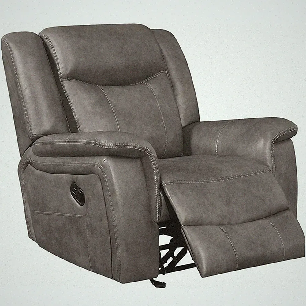 Conrad Upholstered Padded Arm Glider Recliner Grey