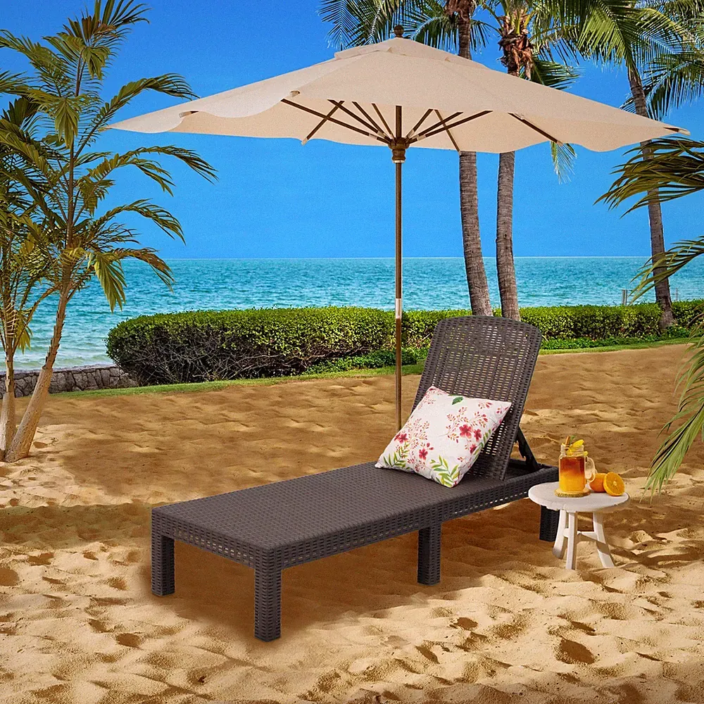 DIMAR GARDEN Patio Outdoor Chaise Lounge Resin Plastic Lounger Chair