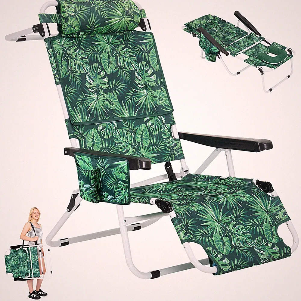 Docred Tanning Beach Chair: Folding Design with Face Hole & Reclining Backrest
