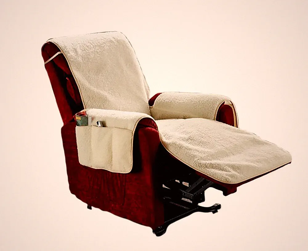 Fleece Recliner Chair Cover Furniture Protector with 6 Storage Pockets