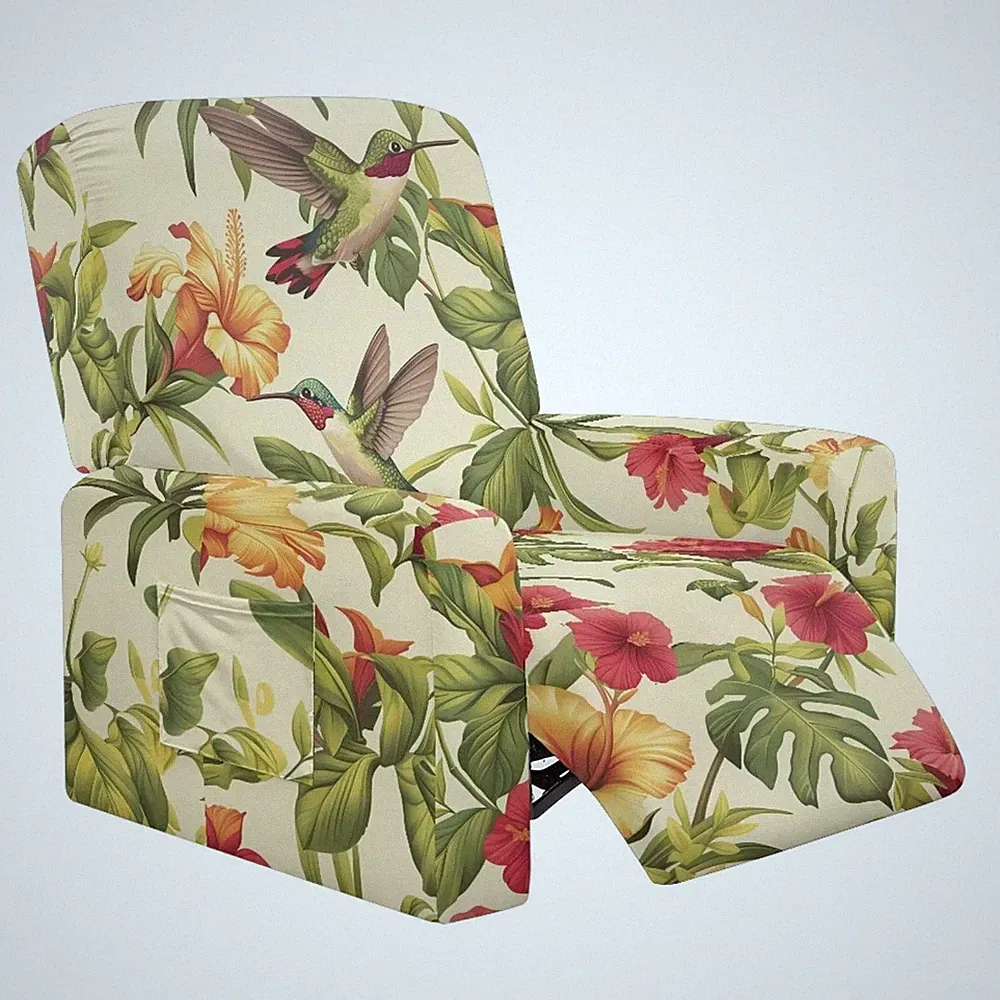 Flower Hummingbird Stretch Recliner Chair Covers Slipcover Printed Cover for...