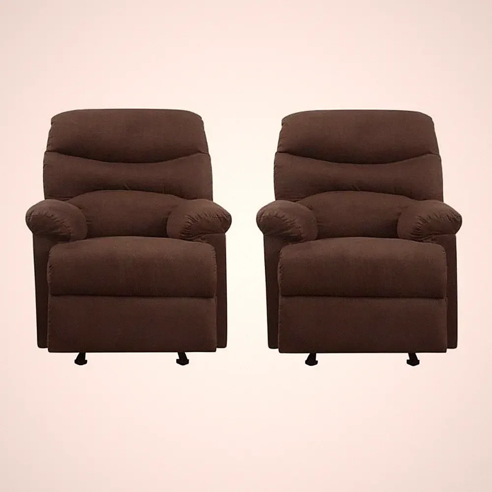 Home Square 2 Piece Microfiber Fabric Glider Recliner Set in Chocolate