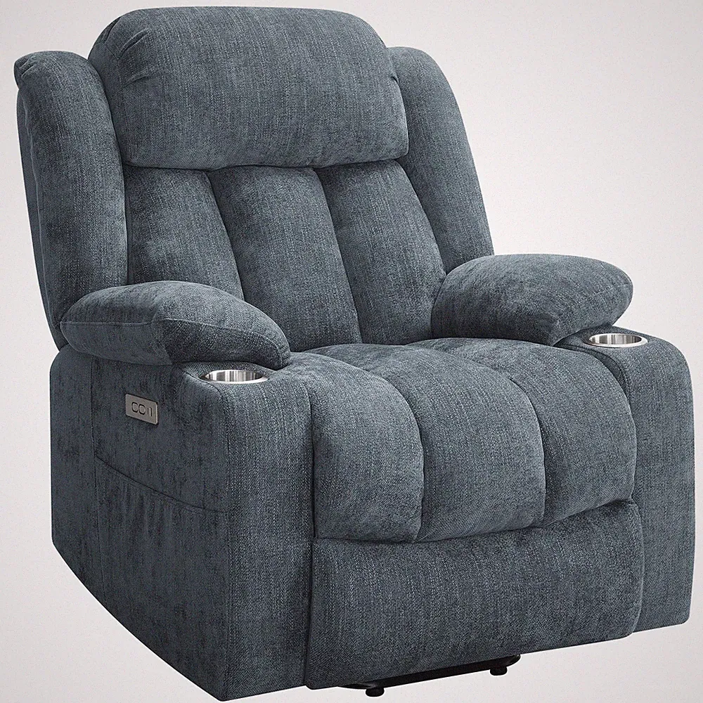 Houston Upholstered Power Lift Recliner Slate Blue