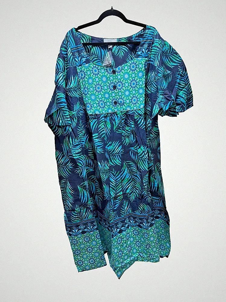 Only Necessities Dress Women's 5X Plus Tropical Muumuu Lounger Nightgown Boho
