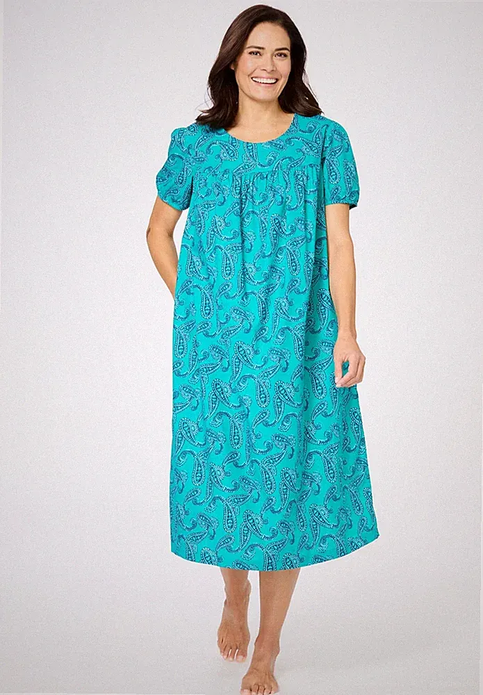 Only Necessities Plus Size Short Print Shirred Lounger