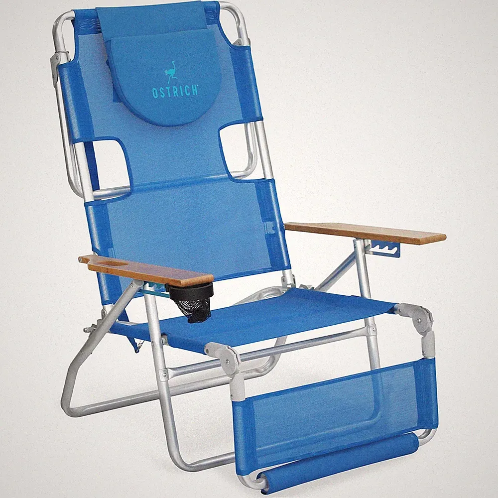 Ostrich 3N1 Lightweight Lawn Beach Reclining Lounge Chair with Footrest