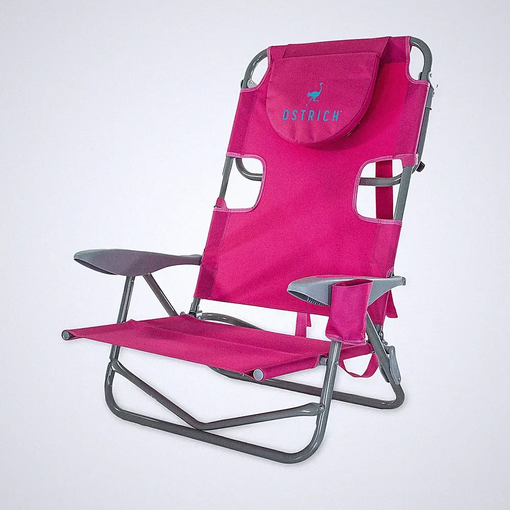 Ostrich The Heavy-Duty Backpacker Portable Reclining Beach Camping Chair, Pink