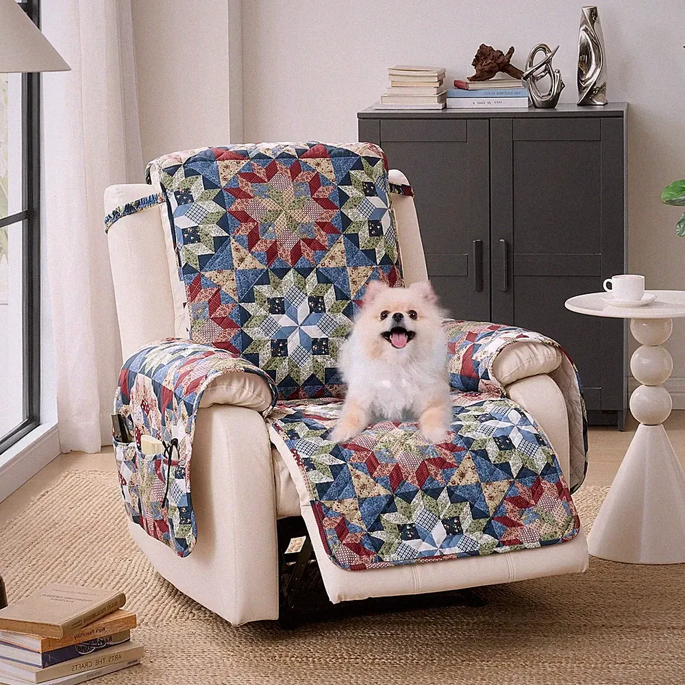 Patchwork Printed Recliner Chair Covers, Soft Quilted Lazy Boy Chair Covers,...