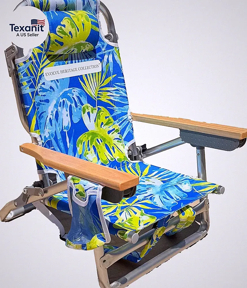 Premium Kids Beach Chair W/Wood Arms & Backpack Carry - Ultra-Lightweight, Folda