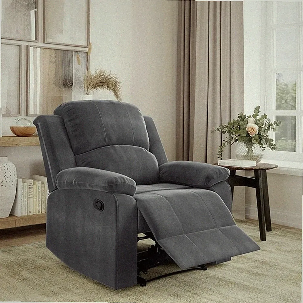 Relax A Lounger Dorian Standard Recliner in Gray Fabric Upholstery