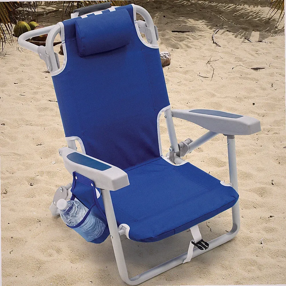 RIO Brands Kids 5 Position Portable Folding Backpack Beach Chair, Blue