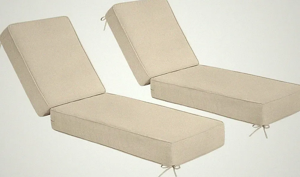 Set of 2 Outdoor Olefin Chaise Lounge Cushions Water Resistant Thick Pad 72x21x6