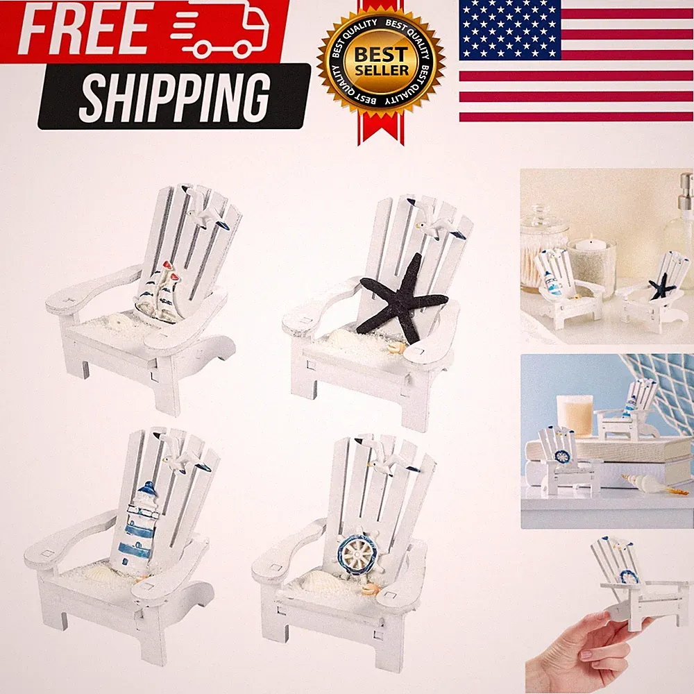 Set of 4 Mini Beach Chairs - Nautical Bathroom Accent & Beach Decor - Centerp...