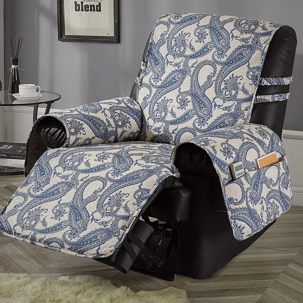 STONECREST Non Slip Recliner Chair Cover - Paisley Printing, Cotton Pre-Washe...