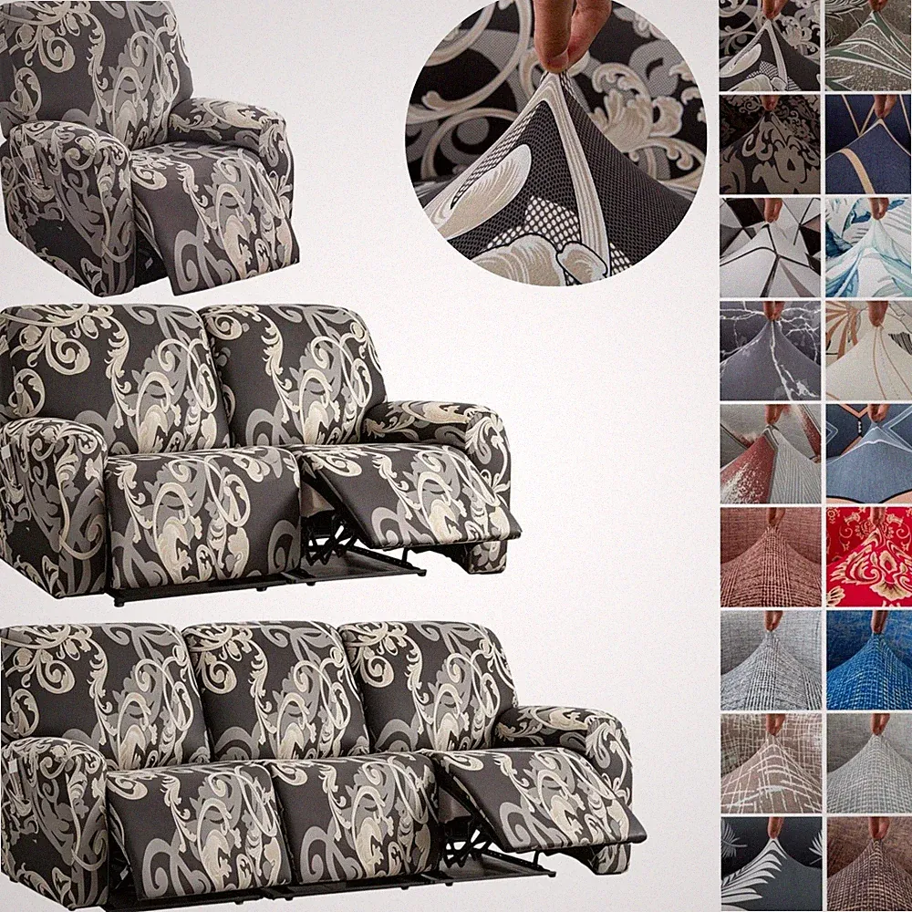 Stretch Recliner Slip Covers Printed Recliner Sofa Covers Protector 1/2/3 Seater