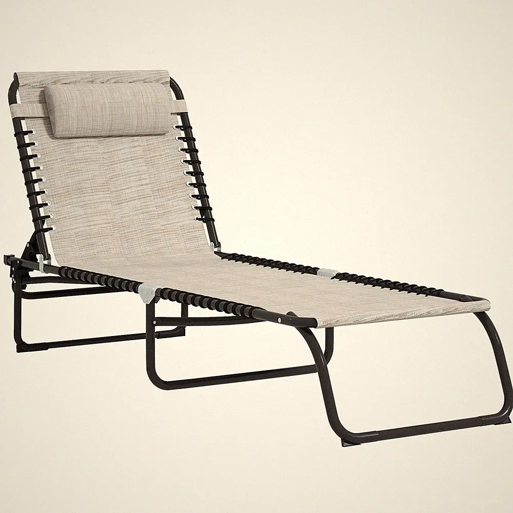 Sunbathing Recliner with Adjustable Backrest and Legrest, Mesh Comfort, 264lb