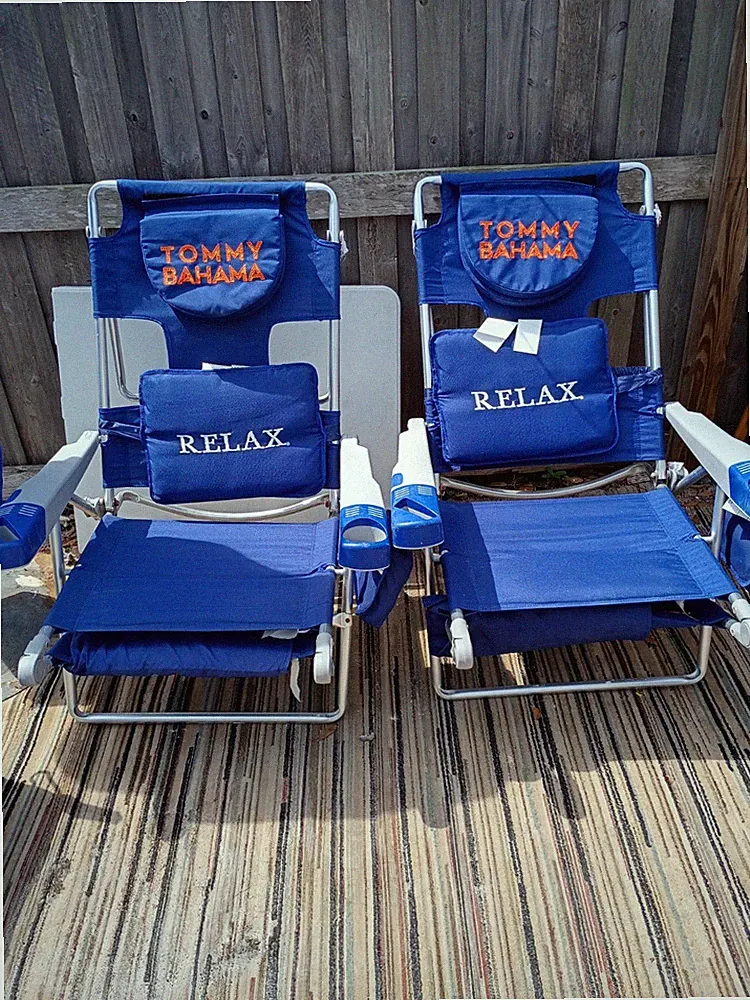Tommy Bahama Beach Chair 2-Pack Adjustable, Reclining, Storage