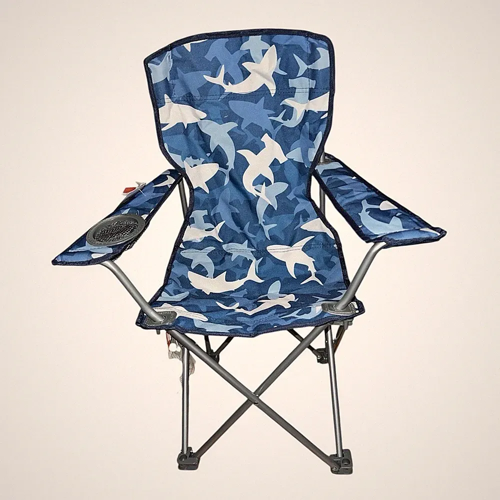 Tommy Bahama Kids Folding Camp Chair Shark Camo Print Cup Holder New