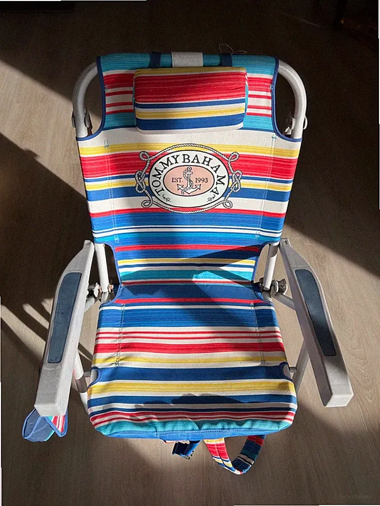 Tommy Bahama Strip Beach 5-Position Lay Flat Folding Backpack Chair W/cooler Bag